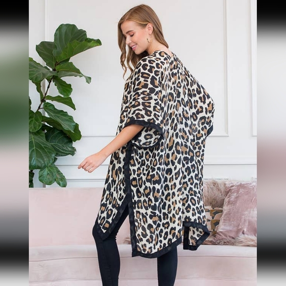 New Animal Print Kimono, beach cover-up. Great piece to add to your wardrobe. - Picture 2 of 4
